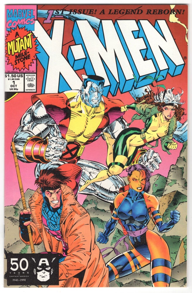 Jim Lee’s 1991 X-Men number one cover featuring the blue team in action