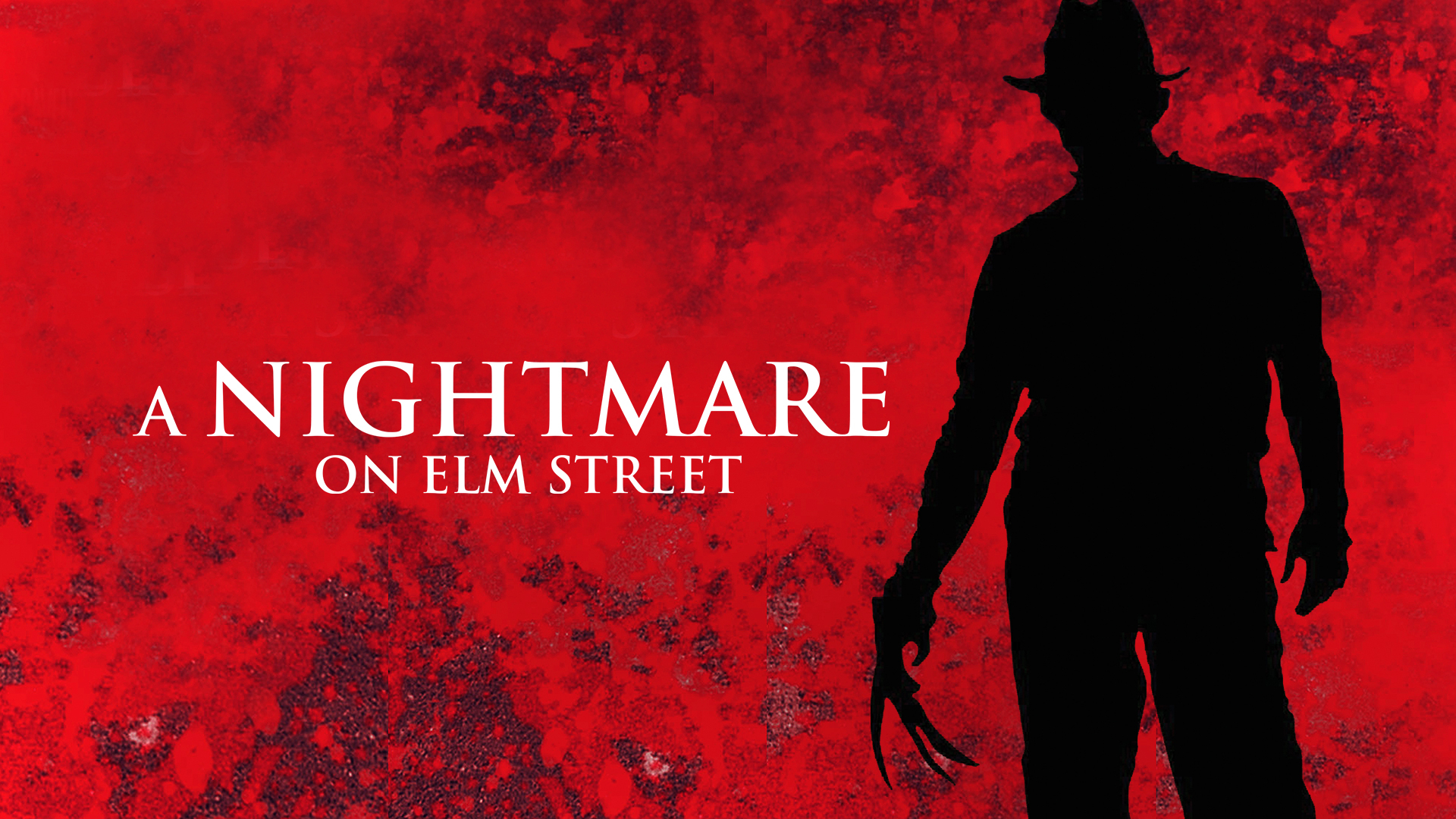 Freddy Krueger’s silhouette beside the A Nightmare on Elm Street title on a red background.