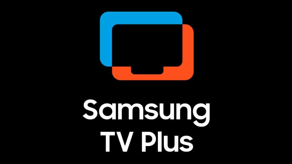 Samsung TV Plus logo on a black background