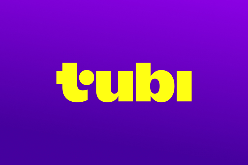 Yellow Tubi logo on a purple background